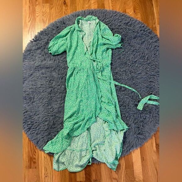 Old Navy Waist Defined Ruffled Tie Belt Midi Wrap Dress Size S - Picture 2 of 5